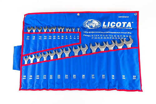 Набор ключей комбинированных 6-32 мм (26 шт) в скрутке Licota Набор ключей комбинированных 6-32 мм (26 шт) в скрутке Licota