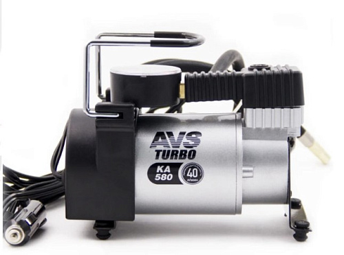 Компрессор автомобильный 10 атм, 40 л/мин с насадками AVS KA580 Компрессор автомобильный 10 атм, 40 л/мин с насадками AVS KA580