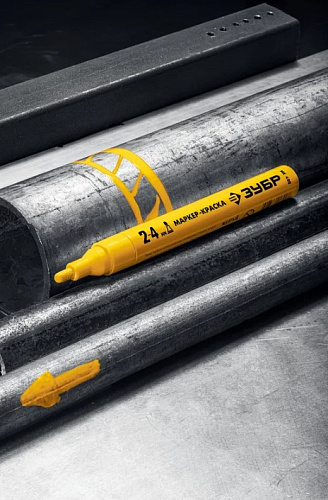 Маркер-краска желтый строительный круглый 2-4 мм ЗУБР МК-400 Маркер-краска желтый строительный круглый 2-4 мм ЗУБР МК-400