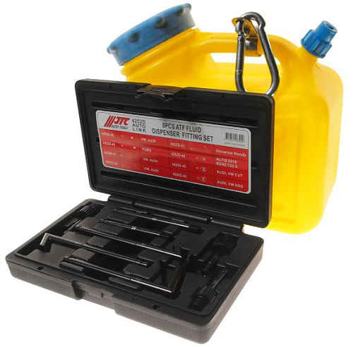 Емкость для заправки АКПП маслом с набором адаптеров (8 шт.) JTC Емкость для заправки АКПП маслом с набором адаптеров (8 шт.) JTC