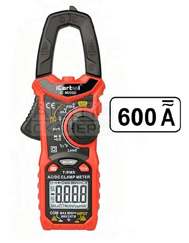 Клещи токоизмерительные 600A, 600В, 60 МОм, 26 мм, постоянный/переменный ток, TrueRM iCarTool Клещи токоизмерительные 600A, 600В, 60 МОм, 26 мм, постоянный/переменный ток, TrueRM iCarTool