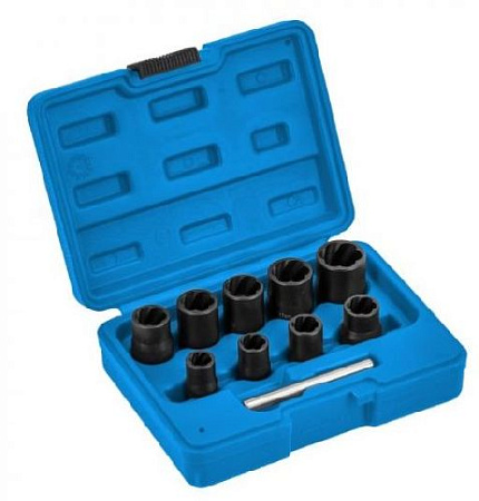 Набор головок для скругленного крепежа 3/8", 10-19 мм (10 предм) HOEGERT Набор головок для скругленного крепежа 3/8", 10-19 мм (10 предм) HOEGERT