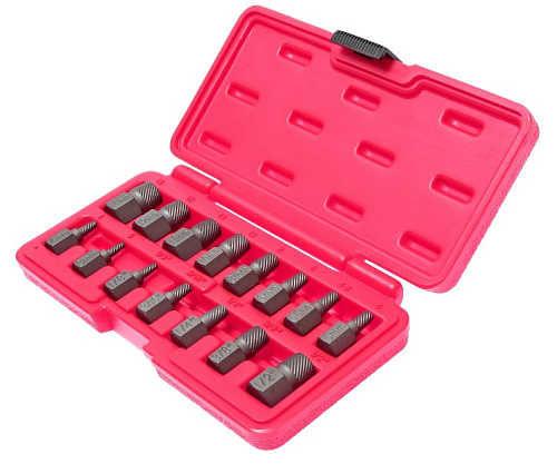 Набор экстракторов болтов 3-14 мм, 1/8"-1/2", 15 предм. в кейсе JTC Набор экстракторов болтов 3-14 мм, 1/8"-1/2", 15 предм. в кейсе JTC