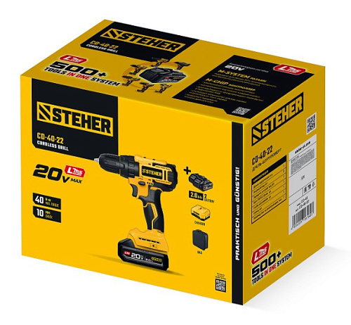 Дрель-шуруповерт аккумуляторная 20 В, 40 Нм, 2*2 Ач LMS STEHER Дрель-шуруповерт аккумуляторная 20 В, 40 Нм, 2*2 Ач LMS STEHER