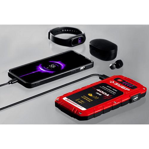 Пусковое устройство аккумуляторное 12 В, 400 A ЗУБР АПУ-400 Пусковое устройство аккумуляторное 12 В, 400 A ЗУБР АПУ-400