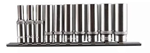 Набор головок торцевых глубоких 5-14 мм (1/4") 6 гр., 10 шт. на линейке Licota Набор головок торцевых глубоких 5-14 мм (1/4") 6 гр., 10 шт. на линейке Licota