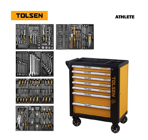 Тележка инструментальная 7 полок, 189 предм TOLSEN ATHLETE TT85412 Тележка инструментальная 7 полок, 189 предм TOLSEN ATHLETE TT85412