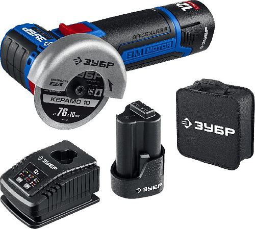 Шлифмашина угловая аккумуляторная 76 мм, 12 В, бесщеточный двиг, тип Т7, в сумке ЗУБР Шлифмашина угловая аккумуляторная 76 мм, 12 В, бесщеточный двиг, тип Т7, в сумке ЗУБР