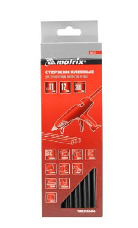 Стержень клеевой 11*200 мм, 12 шт черные MATRIX Стержень клеевой 11*200 мм, 12 шт черные MATRIX