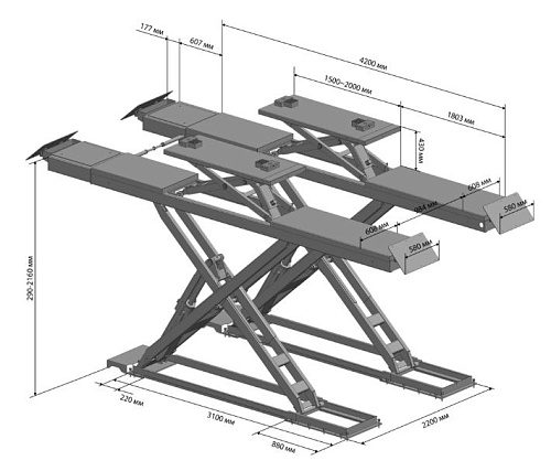 Подъемник ножничный 4,0 т для сход-развала с подъемником второго уровня с люфт-детект ПГН-8245 SIVIK Подъемник ножничный 4,0 т для сход-развала с подъемником второго уровня с люфт-детект ПГН-8245 SIVIK