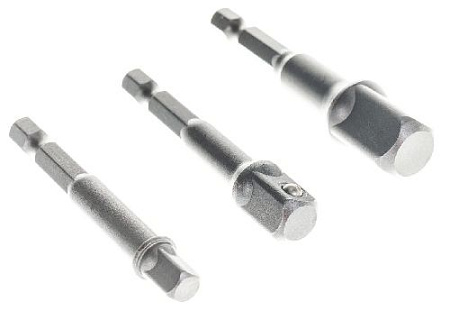 Набор адаптеров с Е 1/4" на квадрат 1/2", 3/8", 1/4" JTC Набор адаптеров с Е 1/4" на квадрат 1/2", 3/8", 1/4" JTC