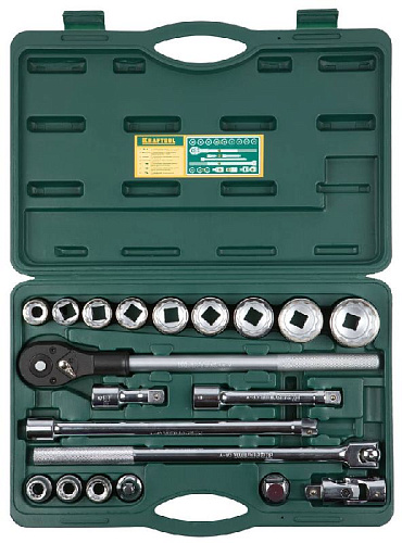 Набор головок торцевых 17-50 мм (3/4") FLANK, 20 предм KRAFTOOL TRUCK 20 Набор головок торцевых 17-50 мм (3/4") FLANK, 20 предм KRAFTOOL TRUCK 20