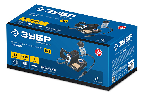 Станция паяльная ремонтная 90-480°С, 60 Вт ЗУБР ПС-60Ц Станция паяльная ремонтная 90-480°С, 60 Вт ЗУБР ПС-60Ц