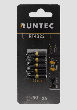 Бита PH №2 L= 25 мм (1/4" HEX) ударная (5 шт) RUNTEC Бита PH №2 L= 25 мм (1/4" HEX) ударная (5 шт) RUNTEC