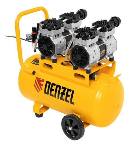 Компрессор безмасляный 50 л, 1,5 кВт (2х0,75), 260 л/мин, 8 бар,230В, малошумный Denzel DLS 1500/50 Компрессор безмасляный 50 л, 1,5 кВт (2х0,75), 260 л/мин, 8 бар,230В, малошумный Denzel DLS 1500/50