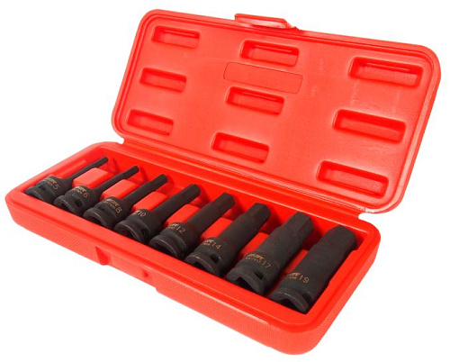 Набор шестигранников ударных 1/2" Н5-Н19 мм (8 предм) JTC Набор шестигранников ударных 1/2" Н5-Н19 мм (8 предм) JTC