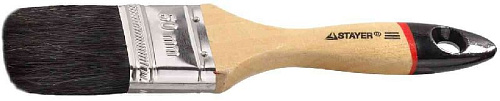 Кисть плоская 50 мм (2") черная натуральная щетина, деревянная ручка STAYER Кисть плоская 50 мм (2") черная натуральная щетина, деревянная ручка STAYER