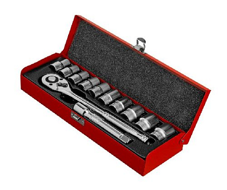 Набор головок торцевых 10-24 мм (1/2") 6-гр., 12 предм с трещоткой Matrix Набор головок торцевых 10-24 мм (1/2") 6-гр., 12 предм с трещоткой Matrix