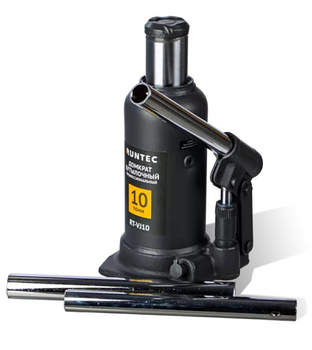 Домкрат бутылочный 10 т 220-488 мм профессиональный RUNTEC Домкрат бутылочный 10 т 220-488 мм профессиональный RUNTEC