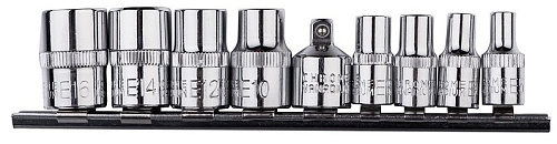 Набор головок торцевых E 5-E16,TORX (1/4", 3/8") 9 предм. на линейке HOEGERT Набор головок торцевых E 5-E16,TORX (1/4", 3/8") 9 предм. на линейке HOEGERT