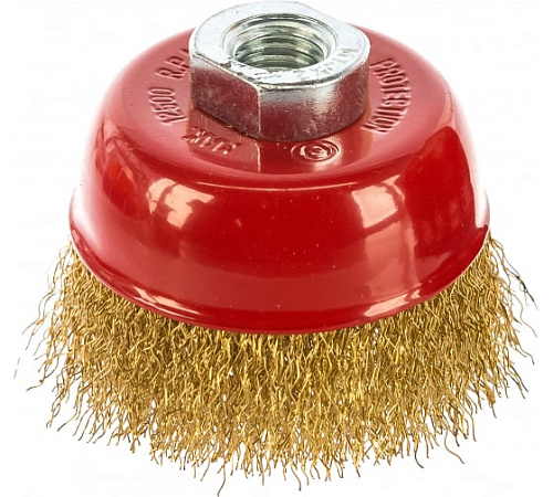 Щетка чашечная 75 мм/М14, витая латунир. проволока MATRIX Щетка чашечная 75 мм/М14, витая латунир. проволока MATRIX