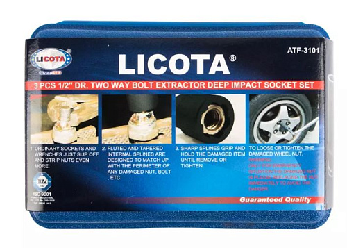 Набор головок для скругленного крепежа глубоких 1/2", 17-22 мм (3 шт) Licota Набор головок для скругленного крепежа глубоких 1/2", 17-22 мм (3 шт) Licota