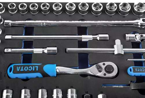 Набор инструмента 144 предм (1/4", 1/2") 6-гран. в ложементе EVA Licota Набор инструмента 144 предм (1/4", 1/2") 6-гран. в ложементе EVA Licota