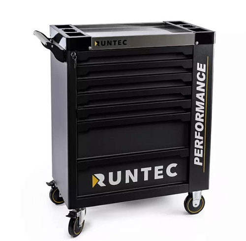 Тележка инструментальная 7 полок, серая, стальная столешница, дверца RUNTEC Performance Тележка инструментальная 7 полок, серая, стальная столешница, дверца RUNTEC Performance