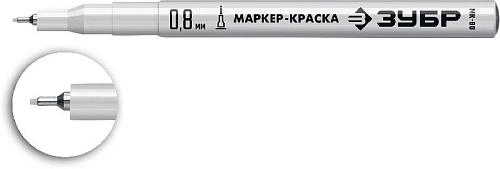 Маркер-краска белый строительный круглый 0,8 мм ЗУБР МК-80 Маркер-краска белый строительный круглый 0,8 мм ЗУБР МК-80