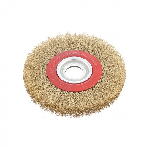 Щетка дисковая для точил 150 мм/32 мм плоская, латунированная витая проволока Matrix Щетка дисковая для точил 150 мм/32 мм плоская, латунированная витая проволока Matrix