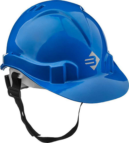 Каска защитная синяя с амортизационной вставкой и храповым механизмом регулировки размера ЗУБР Каска защитная синяя с амортизационной вставкой и храповым механизмом регулировки размера ЗУБР