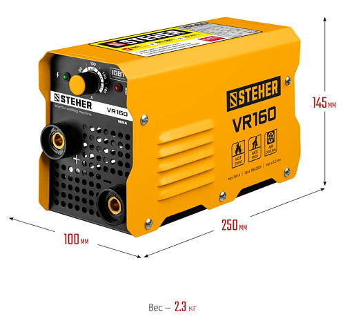 Инвертор сварочный 160 А, ММА, IGBT, горячий старт STEHER Инвертор сварочный 160 А, ММА, IGBT, горячий старт STEHER