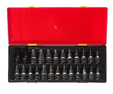 Набор головок торцевых со вставками 1/2" TORX, HEX, SPLINE 25 предм. в ложемент-кейсе JTC Набор головок торцевых со вставками 1/2" TORX, HEX, SPLINE 25 предм. в ложемент-кейсе JTC