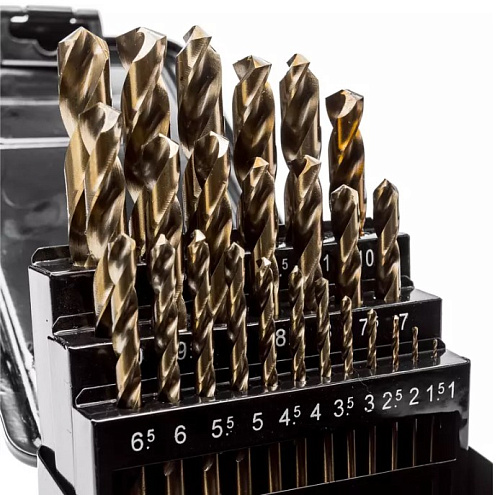 Набор сверл по металлу 1-13 мм (25 шт.) HSS-Co5 RUNTEC Набор сверл по металлу 1-13 мм (25 шт.) HSS-Co5 RUNTEC