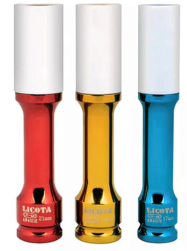 Набор головок торцевых ударных тонкостенных удлиненных 17, 19, 21 мм (1/2") в кейсе Licota Набор головок торцевых ударных тонкостенных удлиненных 17, 19, 21 мм (1/2") в кейсе Licota