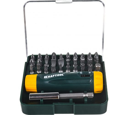Отвертка реверсивная с насадками 32 предм KRAFTOOL Kompakt-32 Отвертка реверсивная с насадками 32 предм KRAFTOOL Kompakt-32