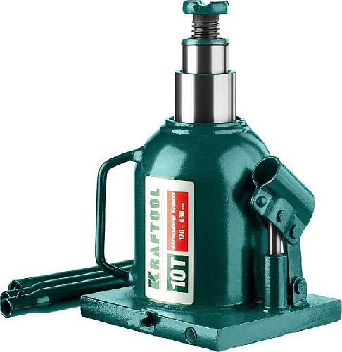 Домкрат бутылочный 10 т 170-430 мм двухштоковый с увеличенным подъемом KRAFTOOL DOUBLE RAM Домкрат бутылочный 10 т 170-430 мм двухштоковый с увеличенным подъемом KRAFTOOL DOUBLE RAM