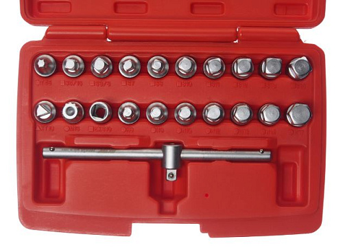 Набор головок для отворачивания масляных пробок 21 предм. JTC Набор головок для отворачивания масляных пробок 21 предм. JTC