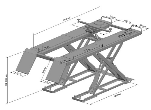 Подъемник ножничный 4,0 т для сход-развала с траверсой 2,5 т ПГН-8140Т SIVIK Подъемник ножничный 4,0 т для сход-развала с траверсой 2,5 т ПГН-8140Т SIVIK