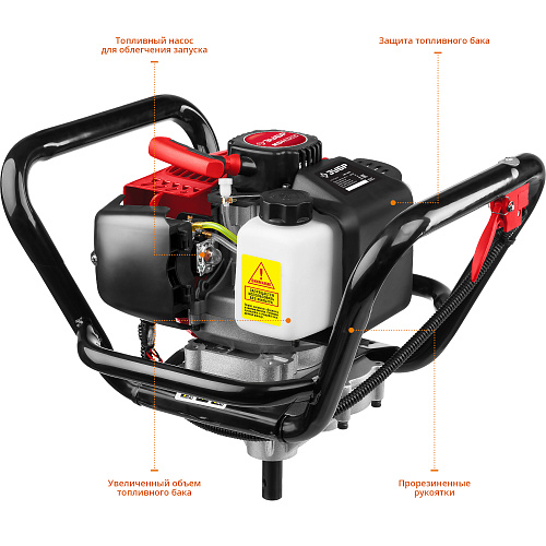 Мотобур (бензобур), d=60-200 мм, 52 см3, 1 оператор, ЗУБР Мотобур (бензобур), d=60-200 мм, 52 см3, 1 оператор, ЗУБР