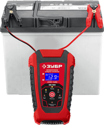 Зарядное устройство автомобильное автоматическое 6/12 В, 6А ЗУБР АЗУ-140 Зарядное устройство автомобильное автоматическое 6/12 В, 6А ЗУБР АЗУ-140