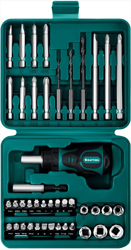 Отвертка реверсивная с насадками 43 предм KRAFTOOL Kompakt-43 Отвертка реверсивная с насадками 43 предм KRAFTOOL Kompakt-43