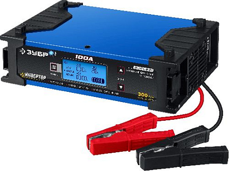 Пуско-зарядное устройство инверторное 12/24 В, 100 А, 220В, 5-30 А ЗУБР И-ЗП-300 Пуско-зарядное устройство инверторное 12/24 В, 100 А, 220В, 5-30 А ЗУБР И-ЗП-300