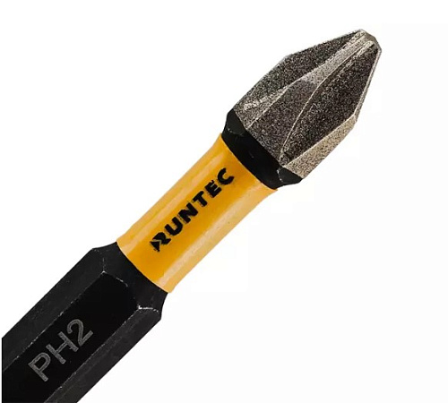 Бита PH №2 L= 50 мм (1/4" HEX) ударная с напылением Diamond Coating (5 шт) RUNTEC Бита PH №2 L= 50 мм (1/4" HEX) ударная с напылением Diamond Coating (5 шт) RUNTEC