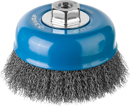 Щетка чашечная 125 мм/М14, витая стальная проволока 0.3 мм ЗУБР Щетка чашечная 125 мм/М14, витая стальная проволока 0.3 мм ЗУБР