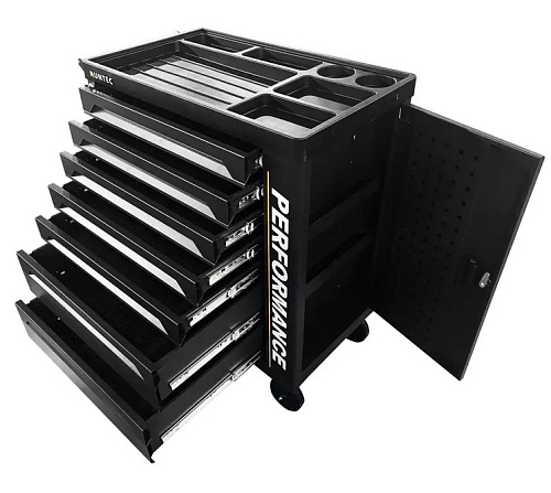 Тележка инструментальная 7 полок, серая, пласт. столешница, дверца RUNTEC Performance Тележка инструментальная 7 полок, серая, пласт. столешница, дверца RUNTEC Performance