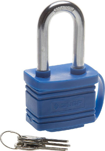 Замок навесной 50 мм всепогодный удлинённая дужка ЗУБР Замок навесной 50 мм всепогодный удлинённая дужка ЗУБР