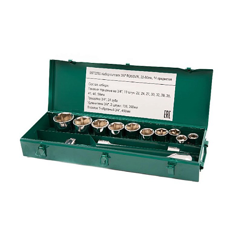 Набор головок торцевых 22-50 мм (3/4") 6 гр., 14 предм. ROSSVIK Набор головок торцевых 22-50 мм (3/4") 6 гр., 14 предм. ROSSVIK