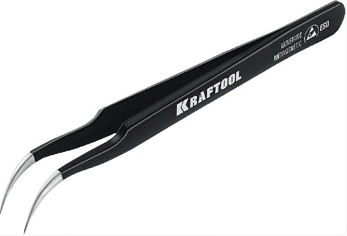 Пинцет 116 мм изогнутый антимагнитный, антистатический, прецизионный KRAFTOOL Пинцет 116 мм изогнутый антимагнитный, антистатический, прецизионный KRAFTOOL