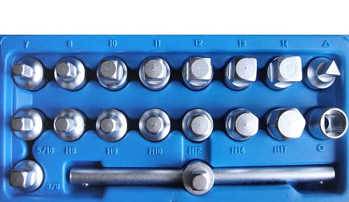 Набор головок для отворачивания масляных пробок 18 предм Licota Набор головок для отворачивания масляных пробок 18 предм Licota